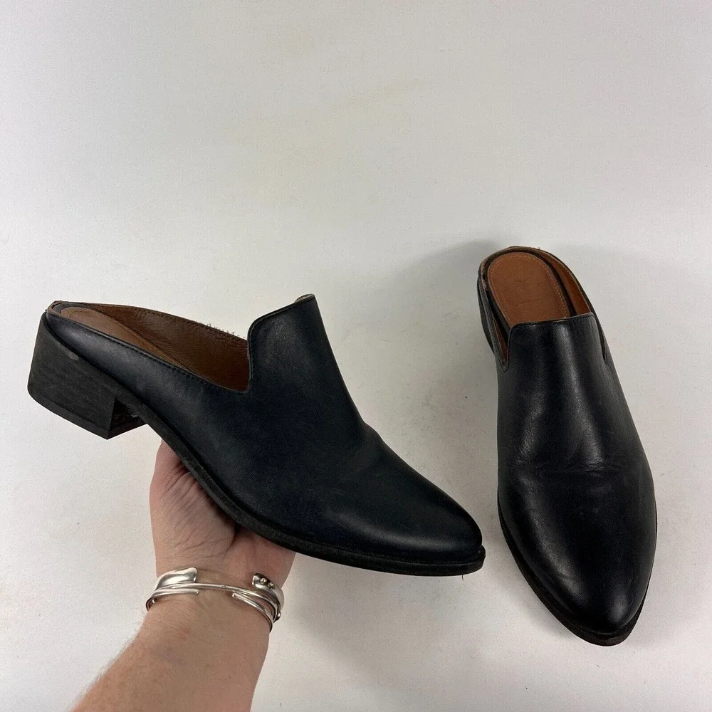 Frye Ray slide mules women's size 9 black leather minimalist slip on shoes